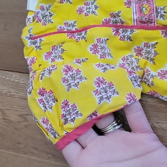 Girls Fabindia yellow and pink cotton dress 6-12 month - Picture 2 of 5